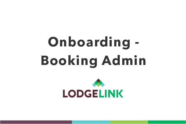 LodgeLink onboarding guide cover for booking admin training.