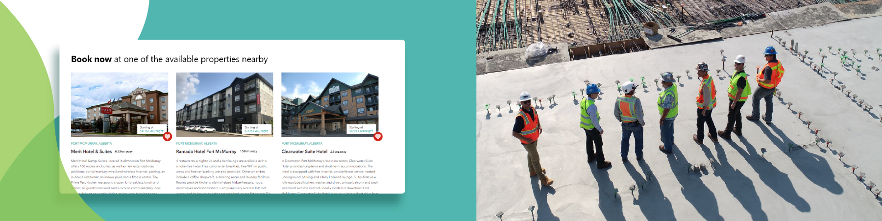 A group of people standing in a line and a screenshot of hotel choices