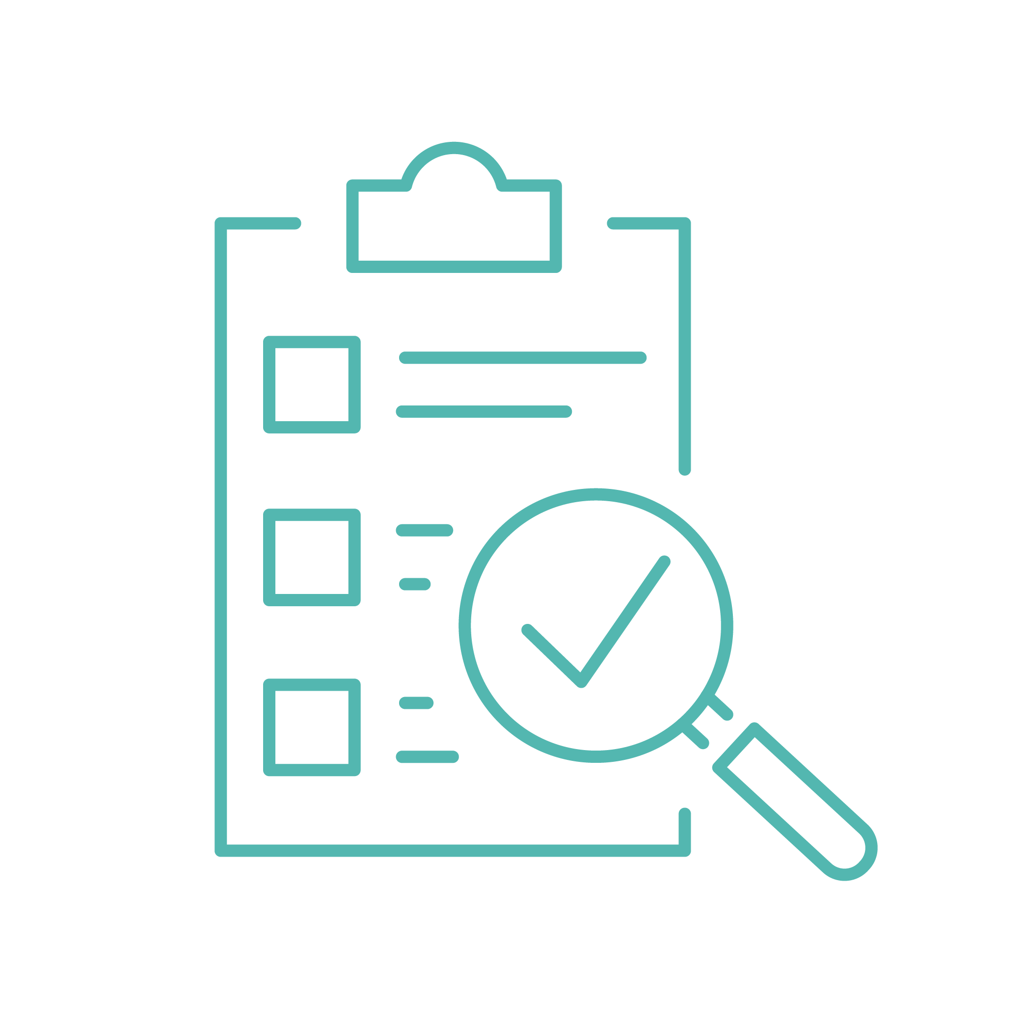 Checklist with a magnifying glass and a check mark