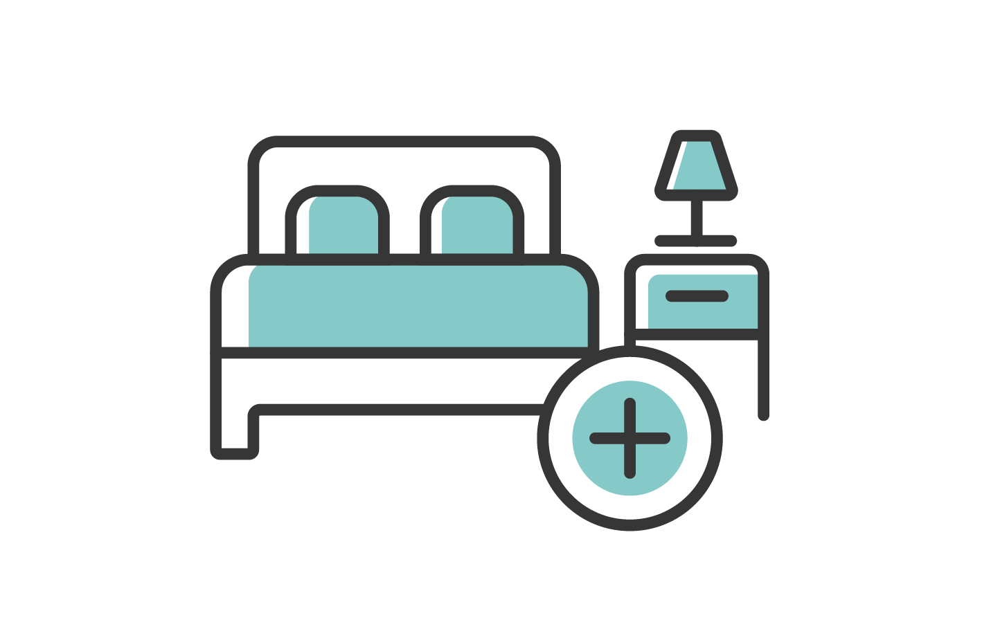 Bed with a bedside table 