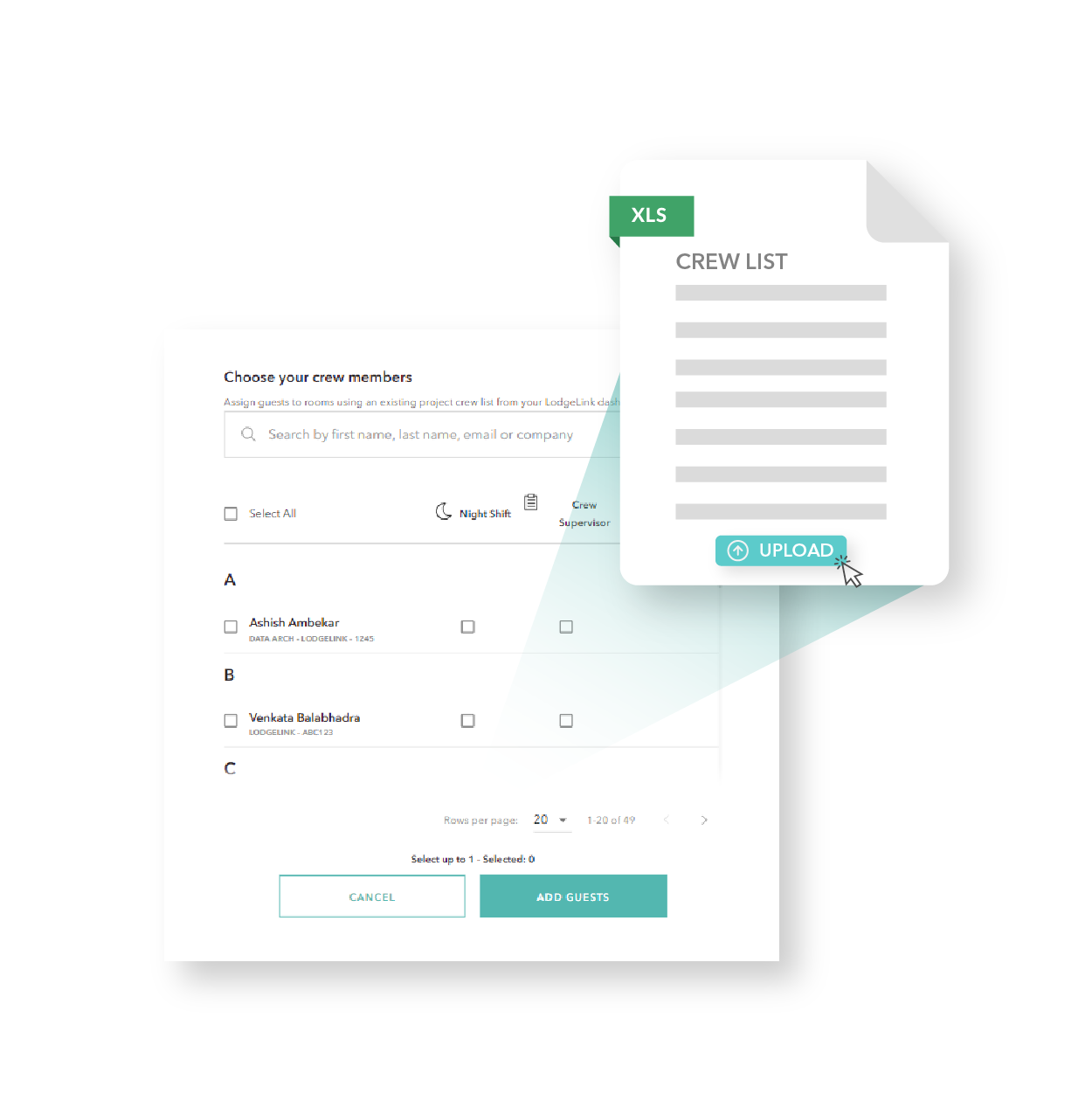 Uploading the crew list on LodgeLink. 