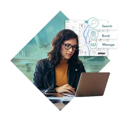 A Travel Manager working on the laptop