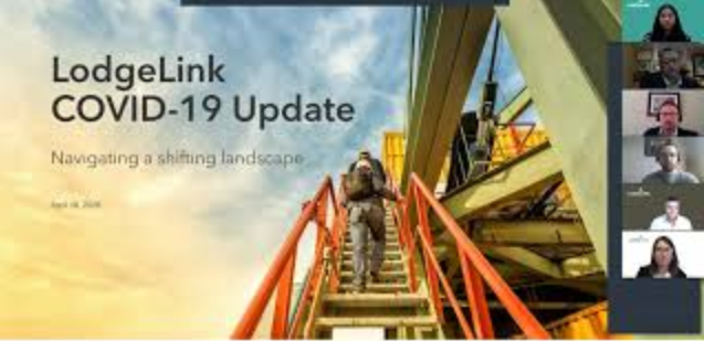 LodgeLink COVID-19 update presentation with team members on a virtual call.