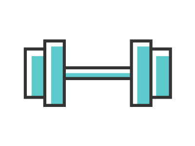 A blue and black barbell
