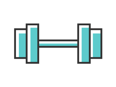 A blue and black barbell
