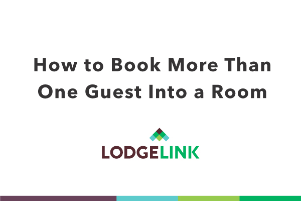 A white background with black text showing how to book more than one guest into a room 