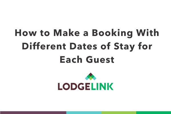 A white background with black text showing how to make a booking with different dates of stay for each guest