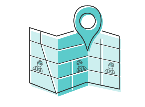 A map pin. 