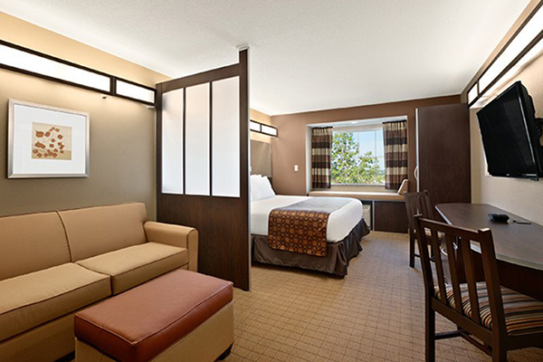 A bedroom view inside Microtel Inn & Suites St. Clairsville.